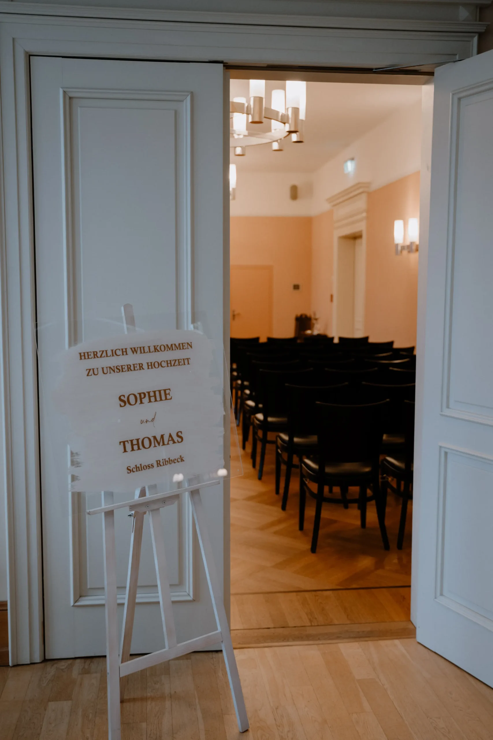 Willkommensschild für eine Hochzeit auf Schloss Ribbeck